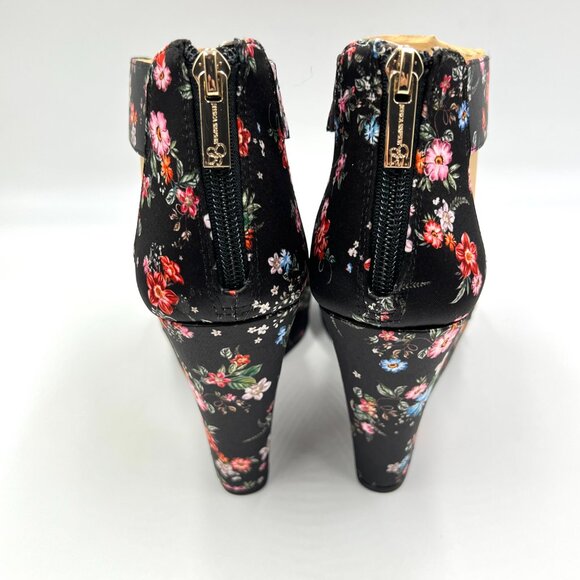 Jessica Simpson Womens Size 8.5 Jinxxi Black Floral Flower Wedges Sandals Shoes - Picture 6 of 14